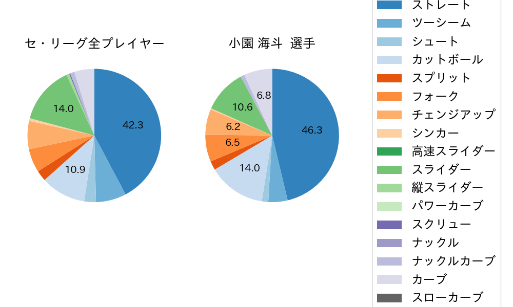 小園 海斗の球種割合(2021年10月)