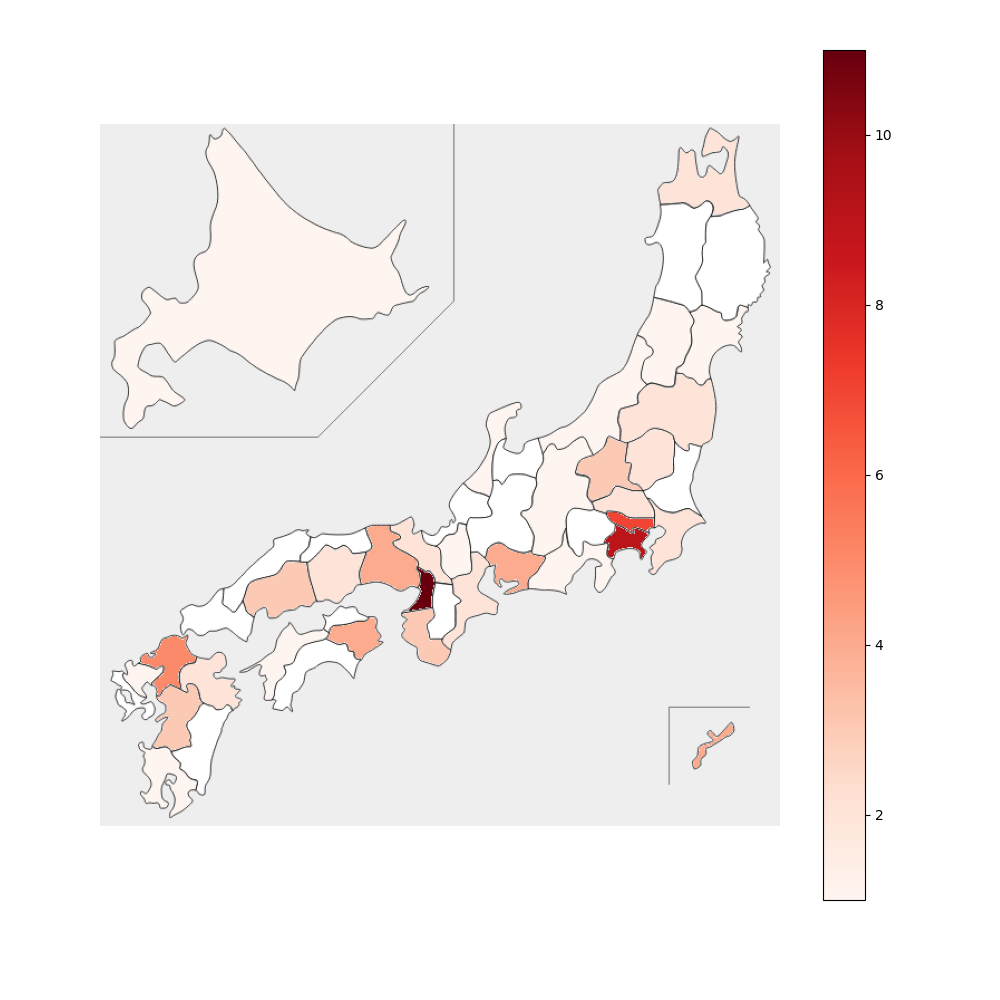 横浜DeNAベイスターズ 都道府県別 選手人数