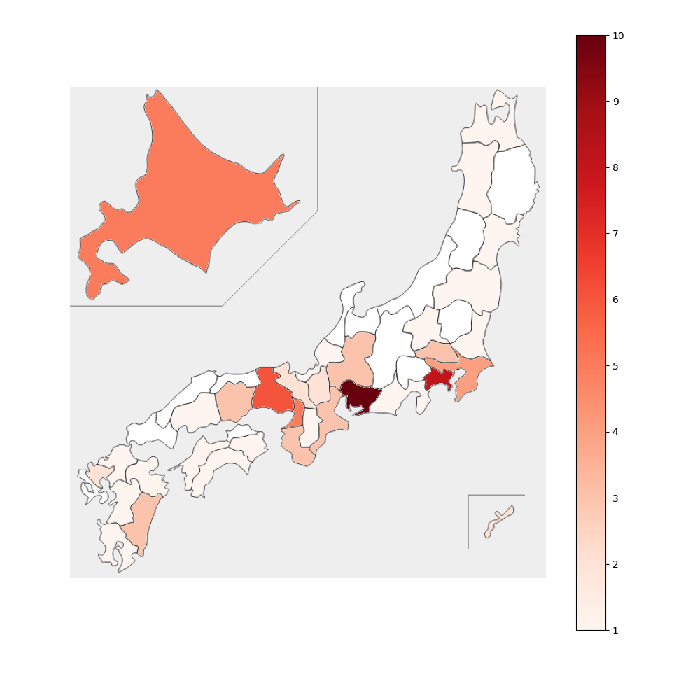 中日ドラゴンズ 都道府県別 選手人数