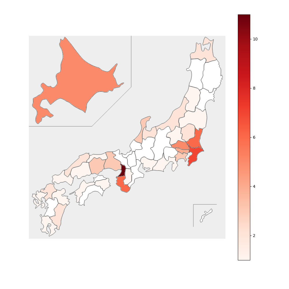 千葉ロッテマリーンズ 都道府県別 選手人数
