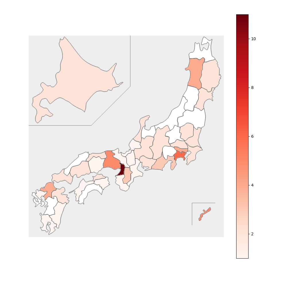 オリックス・バファローズ 都道府県別 選手人数