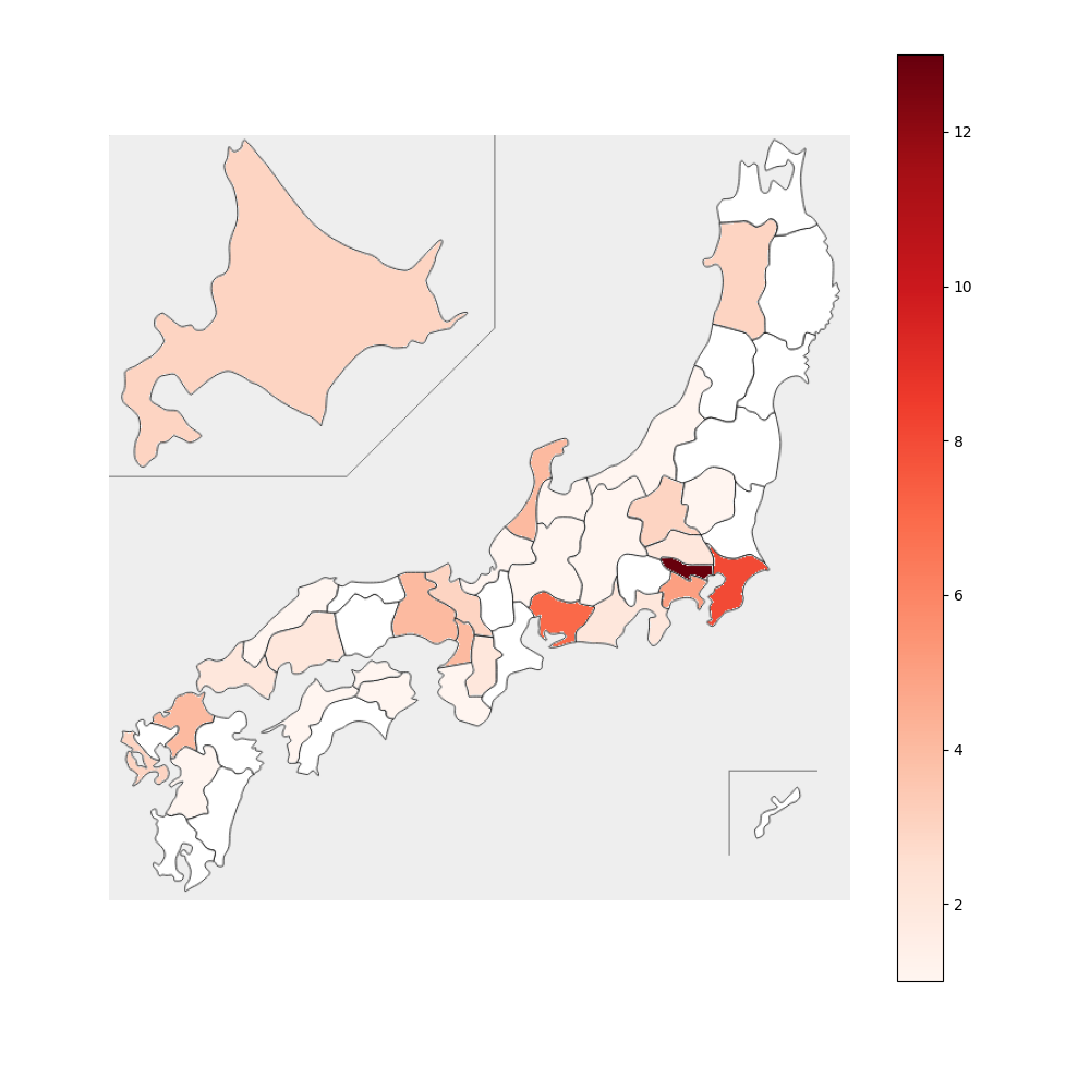 東京ヤクルトスワローズ 都道府県別 選手人数